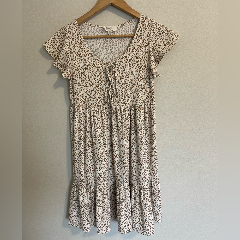 Jessica Simpson knee length ribbed stretchy leopard print dress size S